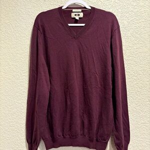 Joseph Abboud Merino Wool V-Neck Sweater - Deep Purple 2XLT